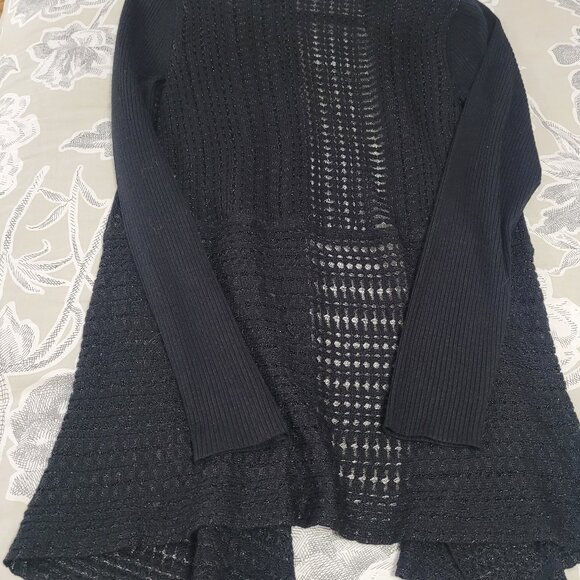 Jones New York Wool Blend Dressy Black Open Cardigan Size Small EUC - Picture 4 of 9